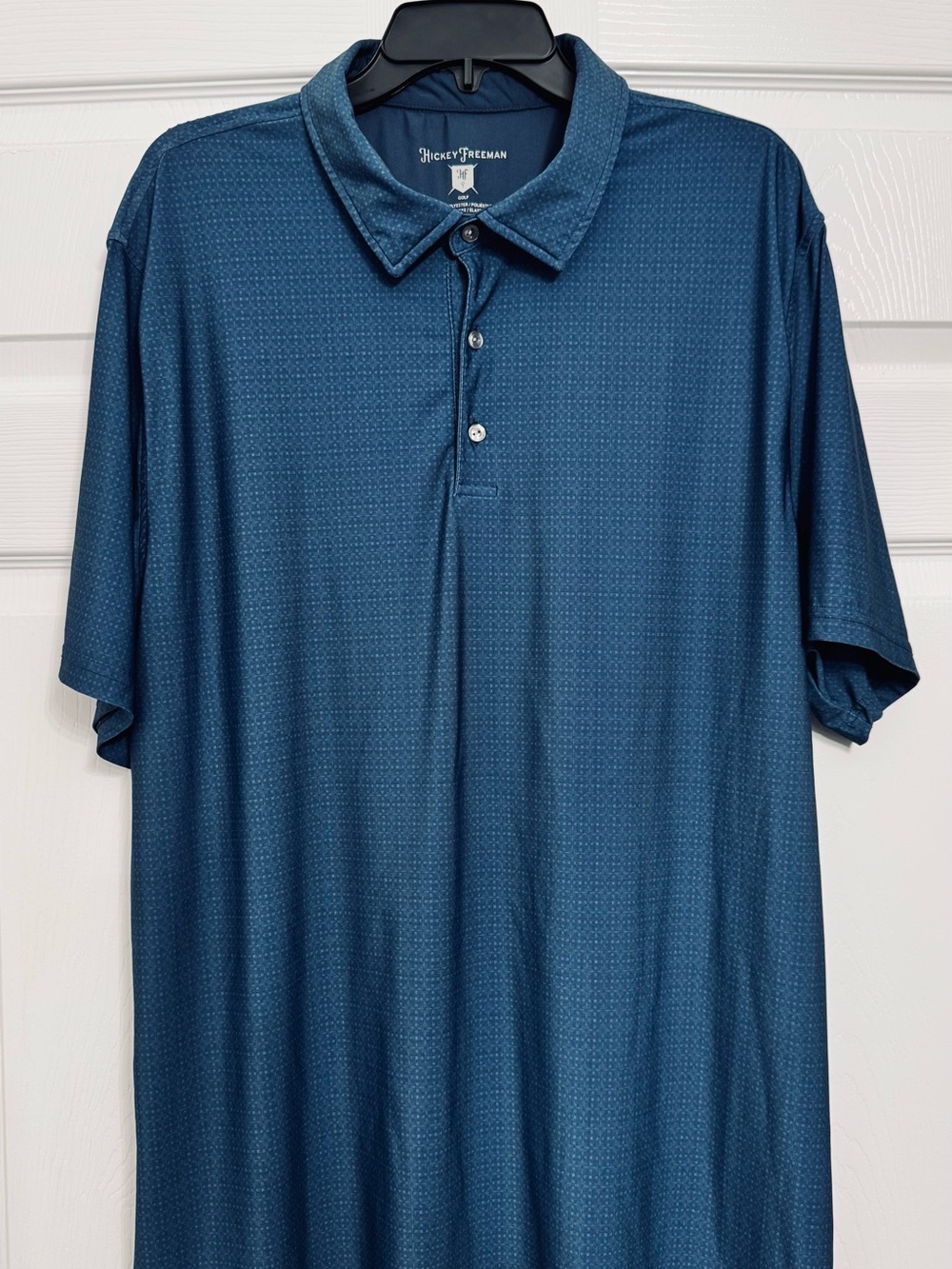 Hickey Freeman Teal Blue Microdot Polo
